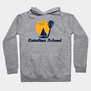 Catalina Island California. Sunset Palm Tree Sailor Bot Summer Design Hoodie